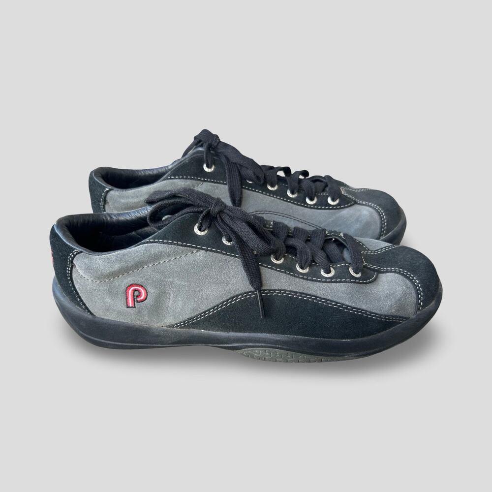 Piloti Driving Shoes Men’s US 10.5 Gray Black Leather Suede Lace Up Sneakers